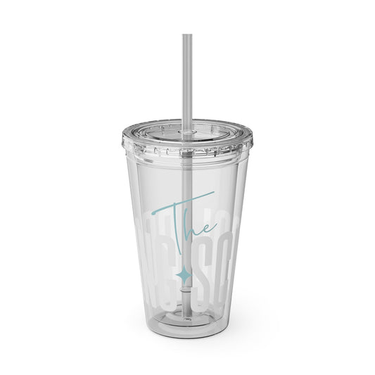 Clear Tumbler with Straw, 16oz
